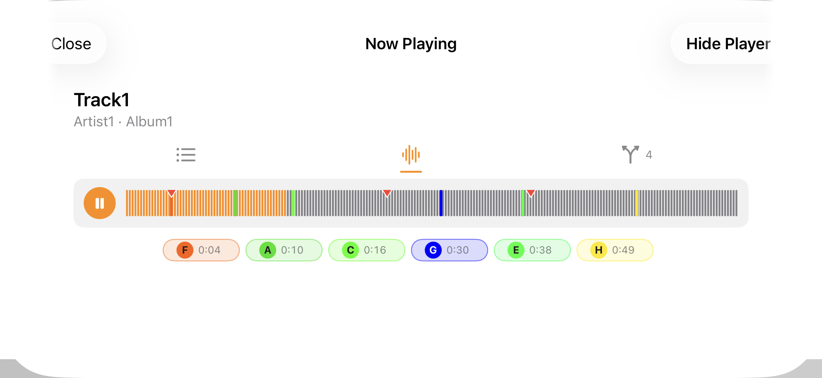 A track's details while it plays, on iPhone